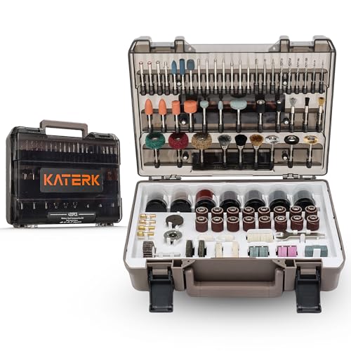 Katerk 420PCS Rotary Tool Accessories Kit Universal Drill Bit Tool Set Fits Dremel Rotary Tool 1/8" Shanks for Easy Cutting, Sanding, Polishing, Carving, Grinding, Sharpening, Drilling, Engraving