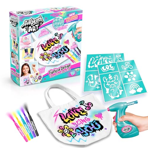 Canal Toys - Airbrush Art - Fashion Design Kit with Electronic Spray, Stencils and Felt-tip pens - AIR 016, White