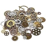 ZOOFOX 300 Gram Gears Charms, Mixed Vintage Bronze Watch Cog Wheel Set, DIY Metal Steampunk Pendant for Crafting, Jewelry Making Accessory