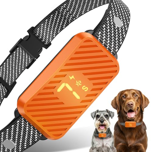 KJKZO Dog Bark Collar for Large Medium Small Dogs, Rechargeable No-Bark Collar, Smart Barking Collar, Effective Bark Collar with 7-Level Sensitivity, 3 Beep & Vibration Modes, Waterproof, Orange