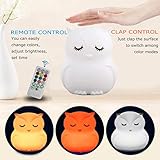 Glinrui Large Owl Night Lights for Kids LED Nursery Lamp Children's Room Moon Bedside Lamp, Changeable Brightness & Color Child Table Night-Light, Lighting for Travel and Camping Child Gift - Large