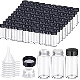 Ziliny 110 Pack 20 ml Glass Vials Clear Small Empty Glass Sample Bottles with Screw Cap Plastic Stoppers, Shims and Plastic Mini Funnels, Sample Leakproof Small Vials Storage Container (20ml)