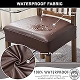 NILUOH Waterproof Seat Covers for Dining Room Chairs Set of 4, Pu Leather Chair Seat Slipcovers Dining Chair Cover Removable Washable Chair Protctor Cover, Rear Covers (PU-Coffee)