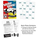 STICKER SHIELD - Windshield Sticker Applicator for Easy Application, Removal and Re-Application from Car to Car - 4 inch x 6 inch Sheets (Pack of 2 Sheets)