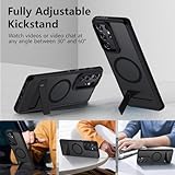 Mondelete for Samsung Galaxy S21 Ultra Case, [Compatible with MagSafe], Adjustable Kickstand,Military Grade Drop Tested, Translucent Matte Phone Case for Galaxy S21 Ultra Case (Black)