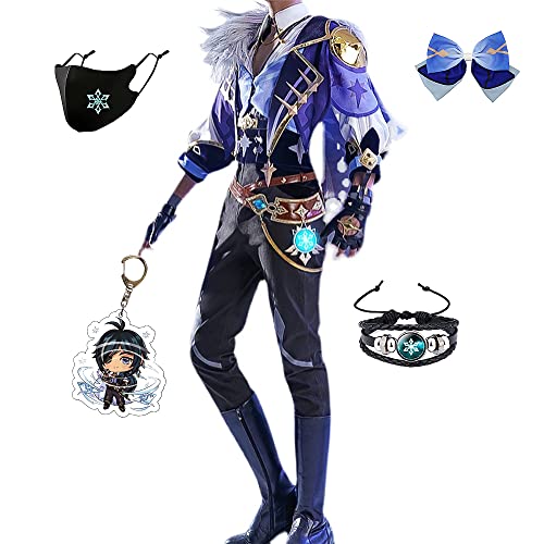 Kaeya Cosplay Costume Outfit Wig Shoes Carnival Christmas Birthday Gift for Genshin Impact Game Fans