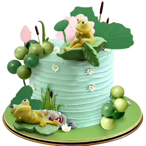 Frog Cake Decoration Frog Mushroom Cottage Cake Topper Garden Lotus Cake Decoration Garden Party Decoration Cottage Forest Birthday