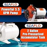 SEAFLO Marine Water Pump 12 V DC 60 PSI 5.5 GPM 2 Gallon Accumulator Tank System | Accumulator Pressure Boost System for Smooth and Quiet Operation | 4-Year Warranty