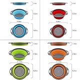 QiMH Collapsible Colander and Strainer Set of 4, 2 PC 4 Quart(1 gal) and 2 PC 2 Quart(0.5 gal), Food-grade Sturdy Plastic Base - Round Space-save Silicone Kitchen Foldable Strainer for Pasta, Veggies