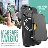 Smartish MagSafe Wallet - Side Hustle - Vegan Leather Slim Detachable Magnetic Card Holder Qi2 Certified iPhone MagSafe Wallet for Apple iPhone 16/15/14/13/12 Models - Black Tie Affair