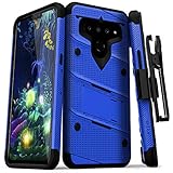 ZIZO Bolt Series LG V50 ThinQ 5G Case | Military-Grade Drop Protection w/Kickstand Bundle Includes Belt Clip Holster + Lanyard Blue Black