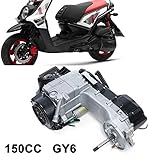 150CC GY6 4-Stroke Moped Scooter Engine Motor Scooter ATV Go-Kart Engine Motor Kit CVT Auto Carburetor CDI Single Cylinder 4-Stroke Air Cooled Engine 11" Long Box 743 Belt (Complete Engine Kit)