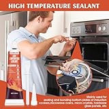 Ganbaro® 482°F High Temp Silicone Sealant, High Temperature Adhesive, Heat Resistant Glue Black with Brush Fast Drying Waterproof Adhesive for Oven, Grill, Induction Cooker, Microwave 100 ml