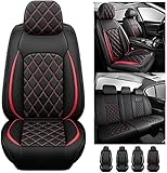 Car Seat Cover Full Set Leather Waterproof, for Renault Trafic 3 Phase 3 2021-2024, Universal Breathable 5-Seat Car Seat Covers All Weather to Fit Most Cars(Red)