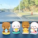 YuShuoGoYa 4PCS Figurine Car Dashboard Ornament Cute Car Dashboard Decoration Interior Ornaments for Home/Office/Tabletop (BuBu and DuDu)