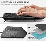 Arteck Ergonomic USB Wired Keyboard with Cushioned Wrist & Palm Rest, Backlit 7 Colors & Adjustable Brightness Comfortable Natural Split Keyboard with 6 Feet Wire for Windows Computer Desktop Laptop