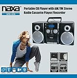 Portable CD Player Boombox with AM/FM Stereo Radio Cassette Player/Recorder, AUX Input, Detachable Speakers, AC/DC & Battery Operated- Stereo System for Home, Travel, Indoor & Outdoor Use