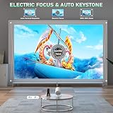 [Electric Focus] Projector with Android System, XuanPad Portable Projector with WiFi 6 and Bluetooth, Auto Vertical Correction, FULL HD 1080P, Outdoor Movie Projector for Phone