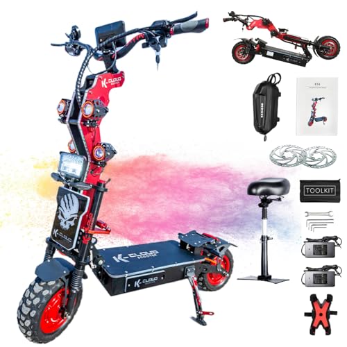 K Cloud Electric Scooter, 10000W Dual Motors, 63 Miles Range & 63 Mph,72V 40Ah Battery, 13" Off-Road Tires, Folding with Seat, 3 Riding Modes, Dual Hydraulic Shock System