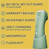 MERIDIAN Trimmer Plus Body Hair Manscaping Trimmer, Adjustable Guard, USB C Charging, Flash Light, Travel Lock, Charging Dock, Bikini Trimmer, Mens Body Hair Trimmer - Sage