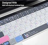 CaseBuy MacBook Pro 13 Inch Keyboard Cover Shortcuts for 2019 2018 2017 2016 MacBook Pro 13" 15" with Touch Bar Model A2159 A1989 A1706 A1990 A1707 MAC OS Shortcut Hot Keys Keyboard Protector