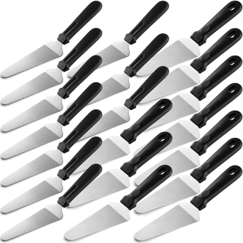 Zhehao 20 Pack Plastic Handle Pizza Pie Server Stainless Steel Pizza Spatula Non Slip Triangular Spade Easy to Grip Pie Spatula Cutter Cake Serving Utensils