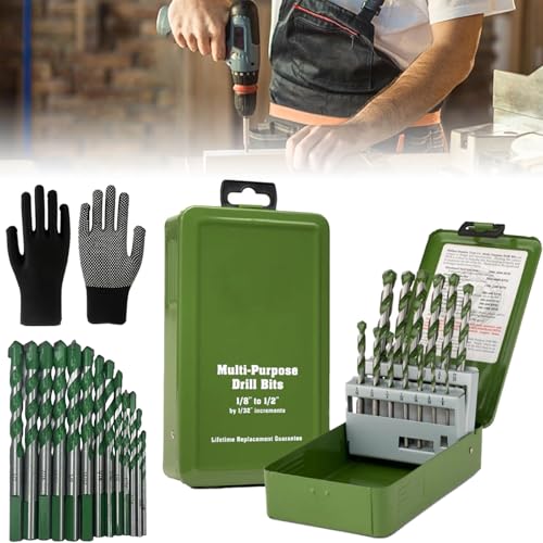 Cradlewaver Drill Bit, 13 Piece Multi-Purpose Drill Bit Set, High-Magnetic Screwdriver Boring Tool, Titanium Twist Bit with Index Storage Case, Multiple Sizes for Hardened Metal, Wood (1 set)