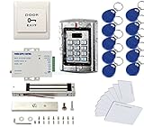 MENGQI-CONTROL Metal Weatherproof Access Control System 600LBS Force Electric Magnetic Lock +110VPower Supply+Exit Button+Cards+Key Fobs