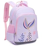 JIANYA Kids Backpack for School Girls Mermaid School Bags for Preschool Kindergarten Backpacks with Lunch Box & Chest Strap