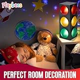 Playbees Traffic Light Lamp with Base 12.25 inches USB Traffic Light with Vibrant Color Blinking Modes Decoration for Kids’ Bedrooms Stop Sign Room Decor Pretend Play Toy