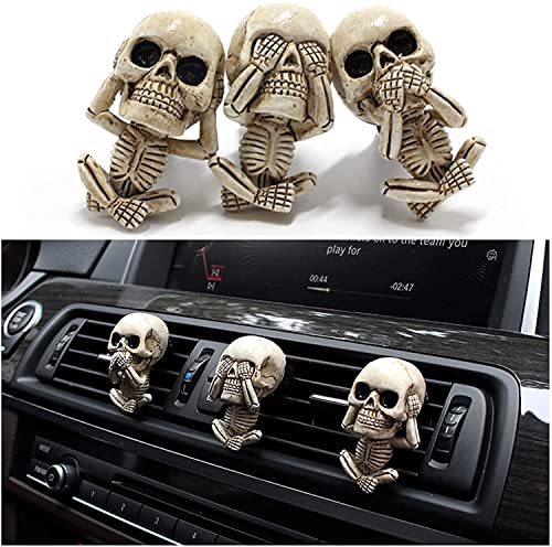 Skull Decor Car Air Freshener Vent Clip Goth Truck Interior Accessories for Men Women Teens Stuff for Jeep Horror Skeleton Cars Scents Halloween Dashboard Decorations Funny Christmas Gifts for Dad Mom