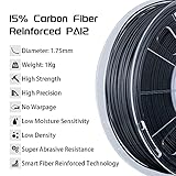 R QIDI TECHNOLOGY PA12-CF Nylon Filament 1.75 Black, Carbon Fiber Nylon Filament 1.75mm 1Kg Spool 3D Printer Filament, High Strength, High Precision, No Warpage, Low Moisture Sensitivity