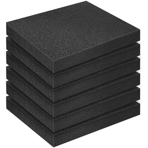 6 Pcs Polyurethane Foam Sheet, 16 x 12 x 2Inch Foam Inserts for Cases Cuttable Polyurethane Foam Pads Tool Box Foam for Cases Camera Toolbox Storage and Crafts