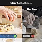 Misen Stainless Steel Bench Scraper - Versatile Food Scraper with Walnut Handle - Ideal for Kitchen, Pastry & Dough - Durable Cutting Board Scraper Tool - Effortless Transfer into Pots & Pans -Walnut