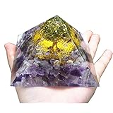 9.5CM Large Size Tree of Life Orgonite Pyramid Peridot with Amethyst Crystal Healing Stone Chakra Energy Orgone Pyramide Meditation Gift