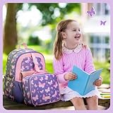 mommore Kids Backpack Set with Lunch Box, Lightweight Preschool Backpack for Girls Age 4-8, Water Resistance Elementary Student Bookbag for Preschool Kindergarten