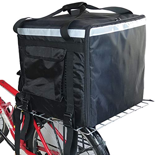 PK-140Z: Huge Heat Insulation Food Delivery Bag for Motorcycle, Big Pizza Delivery Bags for Bicycle/Scooter, 2 Layers, Rigid Frame, Side Loading, 20" x 20" x 20"