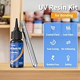 UV Resin Kit with Light, Curing & Bonding in Seconds, 30g/1oz Transparent UV Glue with UV Flashlight for Plastic, Resin, Acrylic, Glass Bonding & Repairing