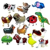 CUGBO 20Pcs Set Walking Animals Balloons Set, Pets Air Walker Balloons, Mylar Foil Helium Aluminum Balloon Kit for Kids Birthday Party Baby Shower Decor Children Gift