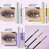 Baorder 3PCS Glitter Mascara for Eyelashes,Waterproof Long Lasting Silver Gold Purple Color Diamond Sparkly Mascara, Lengthening Volumizing Colorful Mascara,Party Wedding Stage Use Makeup