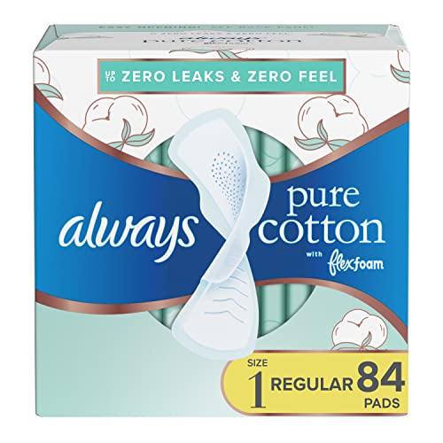 Always Pure Cotton with Flexfoam Pads, Size 1,Regular Absorbency 28 Count (Pack of 3)