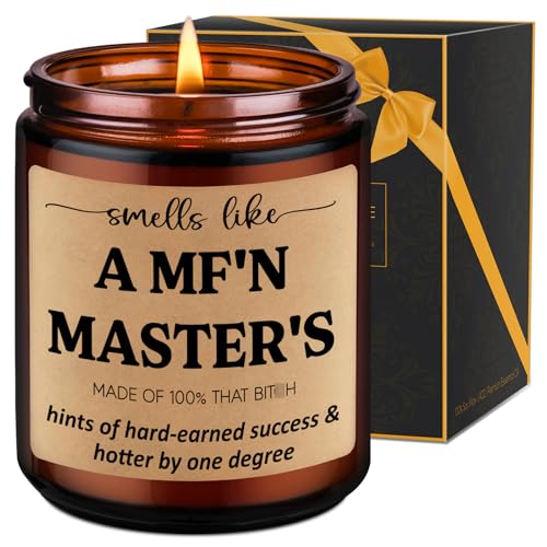 LEADO Graduation Candle - Masters Degree Graduation Gifts for Her, Him - Funny MBA Grad Present, 2025 Grad Gifts for Masters Students, Graduates, Women, Men - Lavender Scented Candles