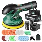 BATOCA - Cordless Car Buffer Polisher - 2pcs 2.0Ah 12V Lithium-ion Rechargeable Battery Powered Brushless Polisher with 6 Variable Speed, DA Orbital Buffer for Car Detailing, Polishing, Waxing