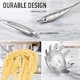 Zulay Kitchen Premium Stainless Steel Spaghetti Spoon - Pasta Spoon with Teeth - Metal Pasta Spoon - Pasta Fork Noodle Spoon - Easy to Use & Clean Pasta Utensil - 12’ Pasta Server