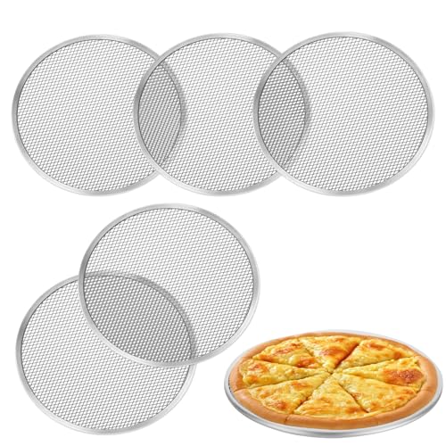 CYEAH 8 Pack Pizza Screen, 10 inch Aluminum Nonstick Mesh Pizza Baking Screen, Round Aluminum Alloy Pizza Pan with Holes, Metal Pizza Tray for Oven for Home Restaurant Grill Baking, Seamless