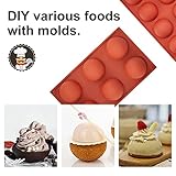 La chat 4 PCS Semi Circular Silicone Molds, Half Sphere Silicone Baking molds for Candy and chocolate, BPA Free and Non-Stick Cylinder cookie molds