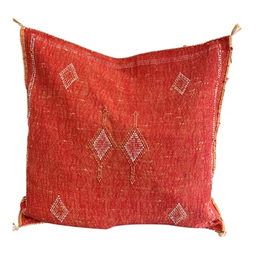 Vintage Red Moroccan Cactus Silk Pillow Case, Handmade Throw Pillow Cover, Sabra Cactus Silk Cushion, Soft Decorative Pillow Cover, Handmade Decorative Pillow, Sabra Decorative Cushion.