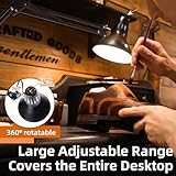 Desk Lamp for Home Office Eye-Caring Metal Extra Tall Swing Arm High Intensity Clamp Flexible Gooseneck w/A19 E26 Bulb Side Table Working Reading Architect Computer Workbench Puzzle Garage Warm Light