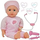 Interactive Talking Baby Doll Doctor Set Toy Pack for Kids – 14” Doll with Lights, Sound Effects, Pretend Play Dr Checkup Accessories – Pink Newborn Hospital Care Nursing Playset for Toddler Girl 3+