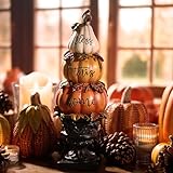 Valery Madelyn Fall Decorations for Home Pumpkins Decor, 14Inch Resin Decorative Stackable Pumpkins Set of 3, Figurines for Decorating Autumn Thanksgiving Halloween Table Centerpieces Indoor Outdoor